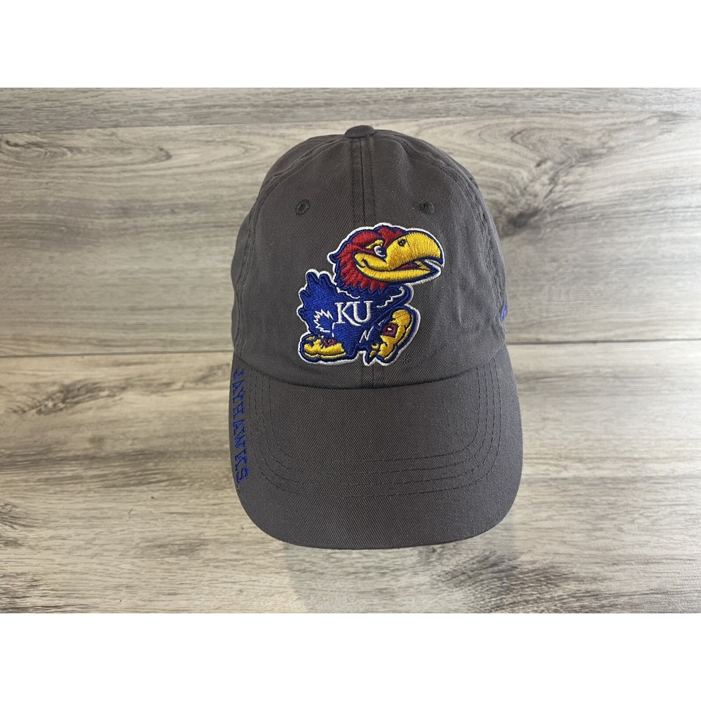 Kansas Jayhawks Russell Athletic Hat Cap Cotton Clean‎ Up Gray Blue Dad Slouch
